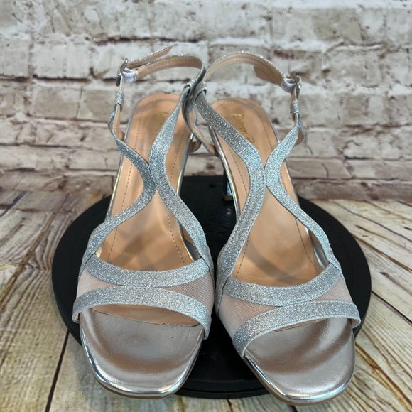 Dream Pairs Metallic Silver Open Toe Adjustable Ankle Strap High Heels Size 10 - Picture 2 of 9